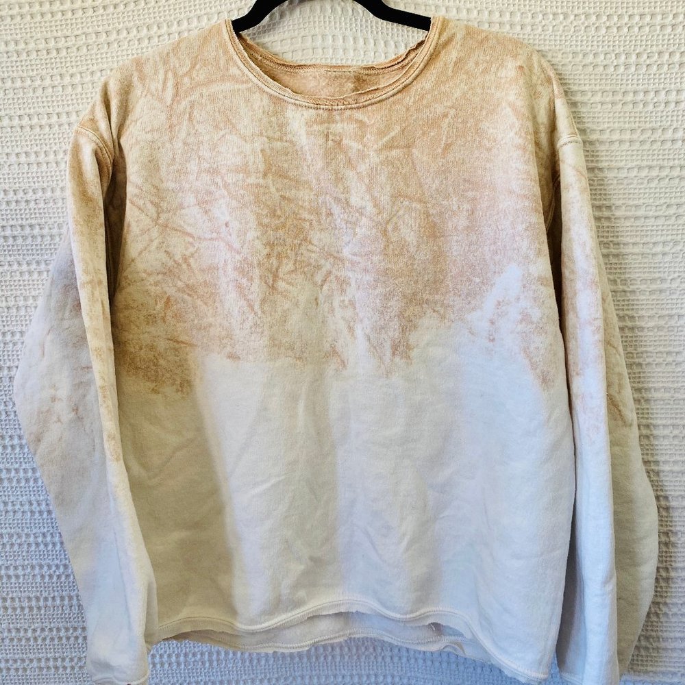 Naturally hand-dyed unique raw hem sweater